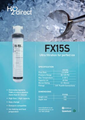 FX15 water filter specification sheet