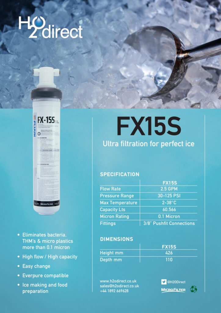 FX15 water filter specification sheet