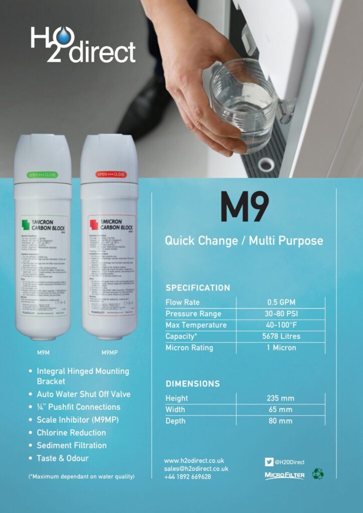 M9 water filter specification sheet